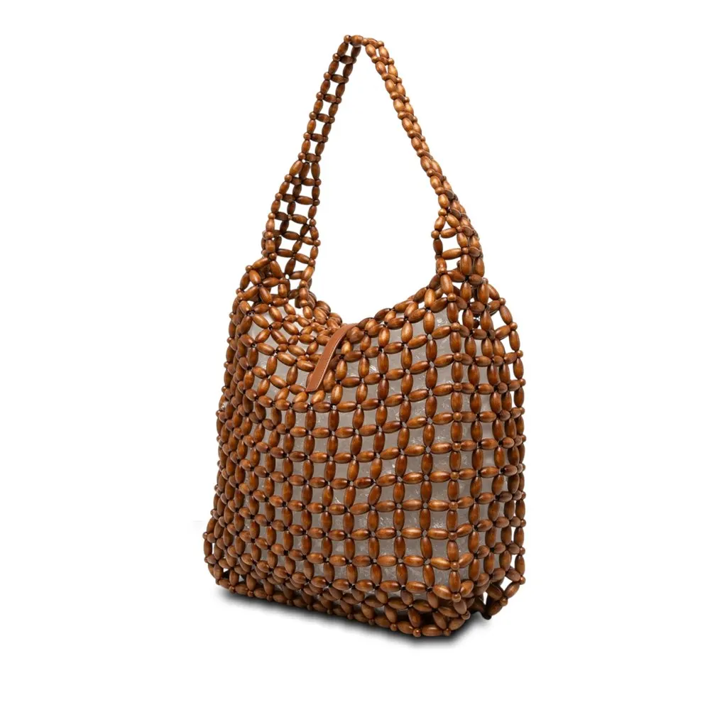Saint Laurent Large Wood Beads Le 5 a 7 Soft  Hobo Brown Wood Good - Back View
