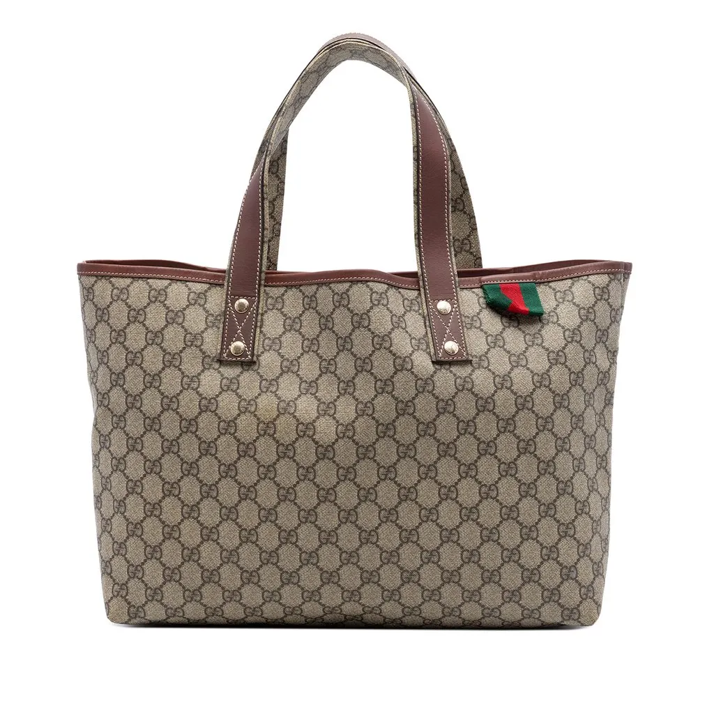 Gucci Medium GG Supreme Web Loop Tote Beige Very good - Front View