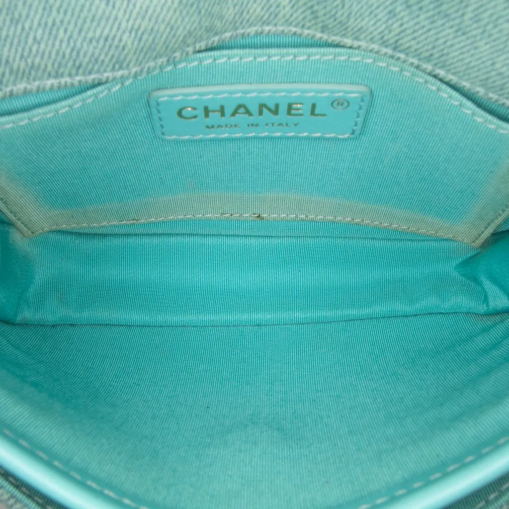 Chanel Mini CC Quilted Denim Messenger Flap Blue Very good - Model View