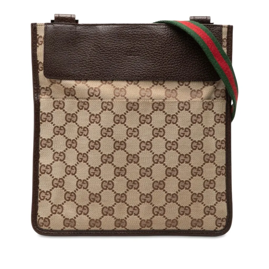 Gucci GG Canvas Web Crossbody Beige Canvas Very good - Front View