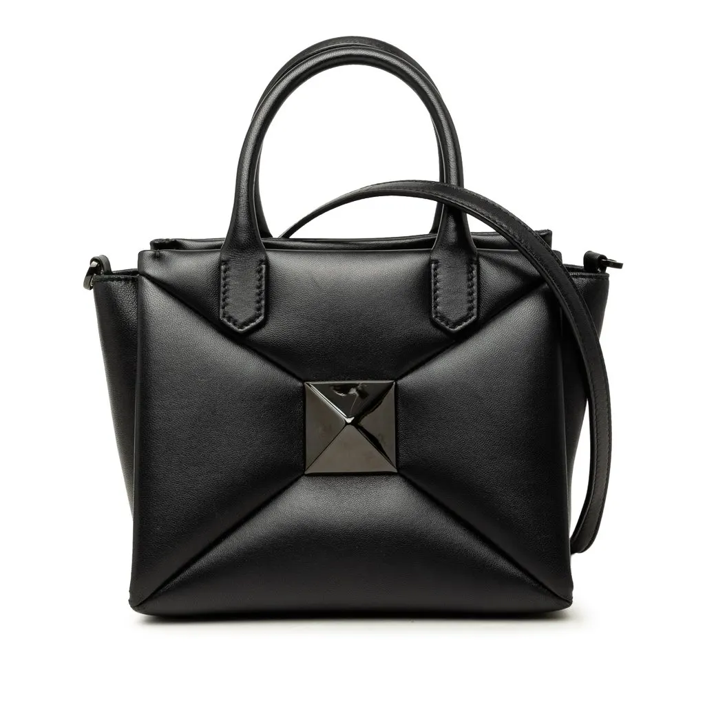 Valentino Small Nappa One Stud Top Handle Bag Black Leather Very good - Front View
