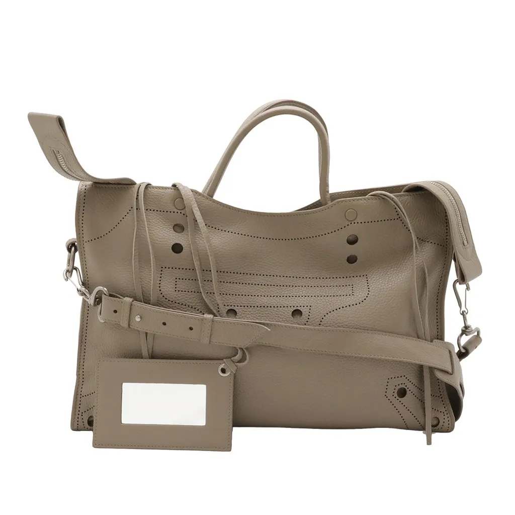 Balenciaga Leather Motocross Blackout City Satchel Brown Leather Very good - Front View