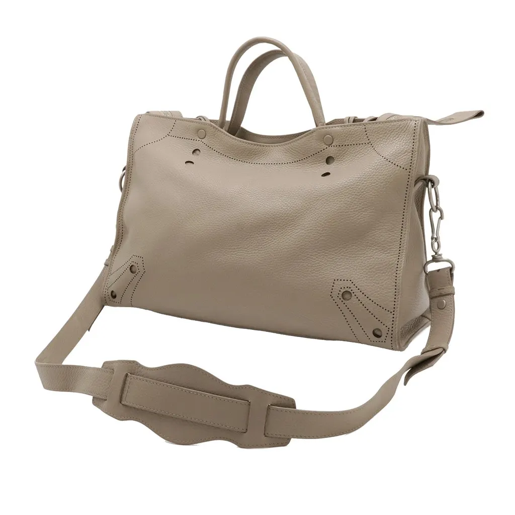 Balenciaga Leather Motocross Blackout City Satchel Brown Leather Very good - Back View