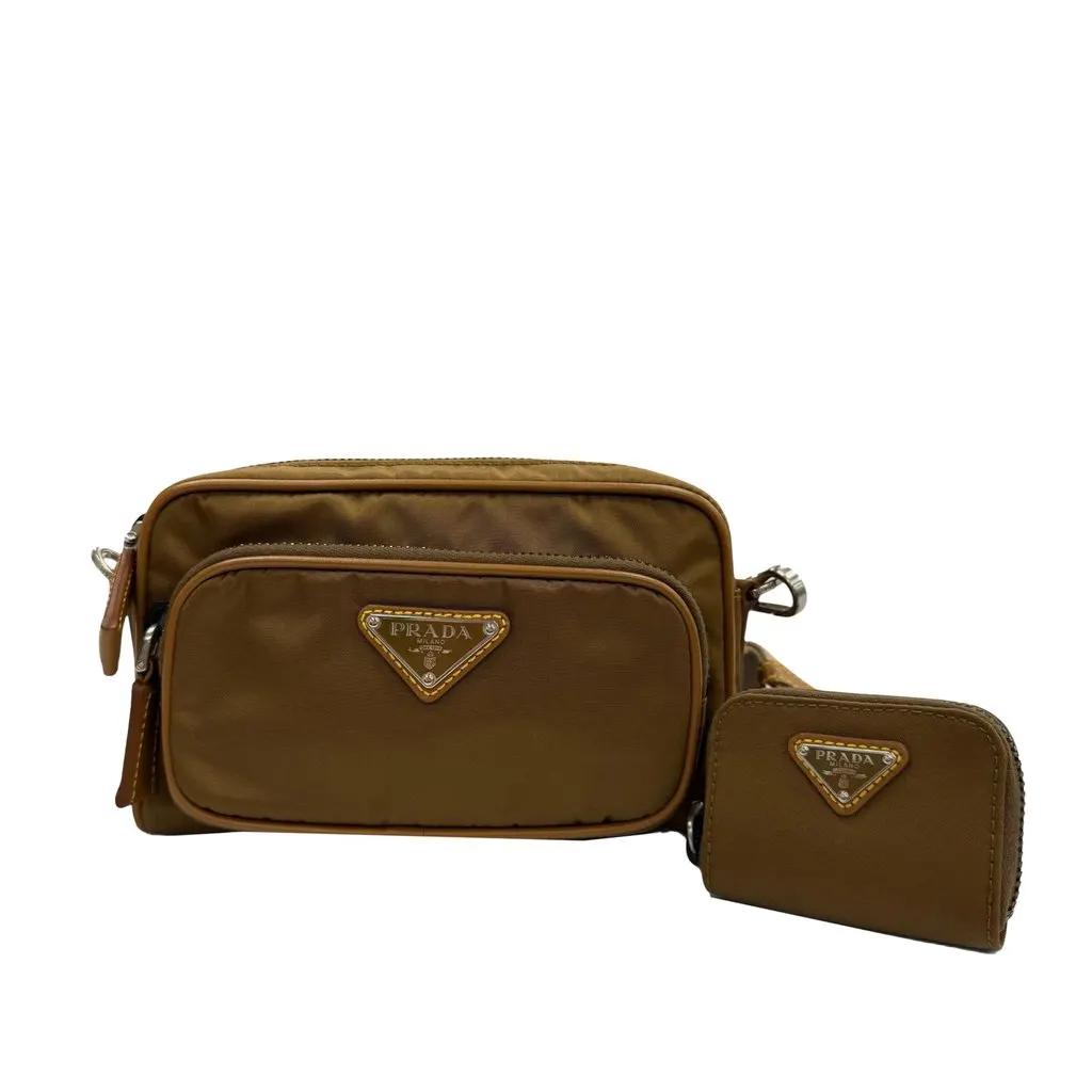 Prada Re Nylon Travel Pocket Double Zip Crossbody