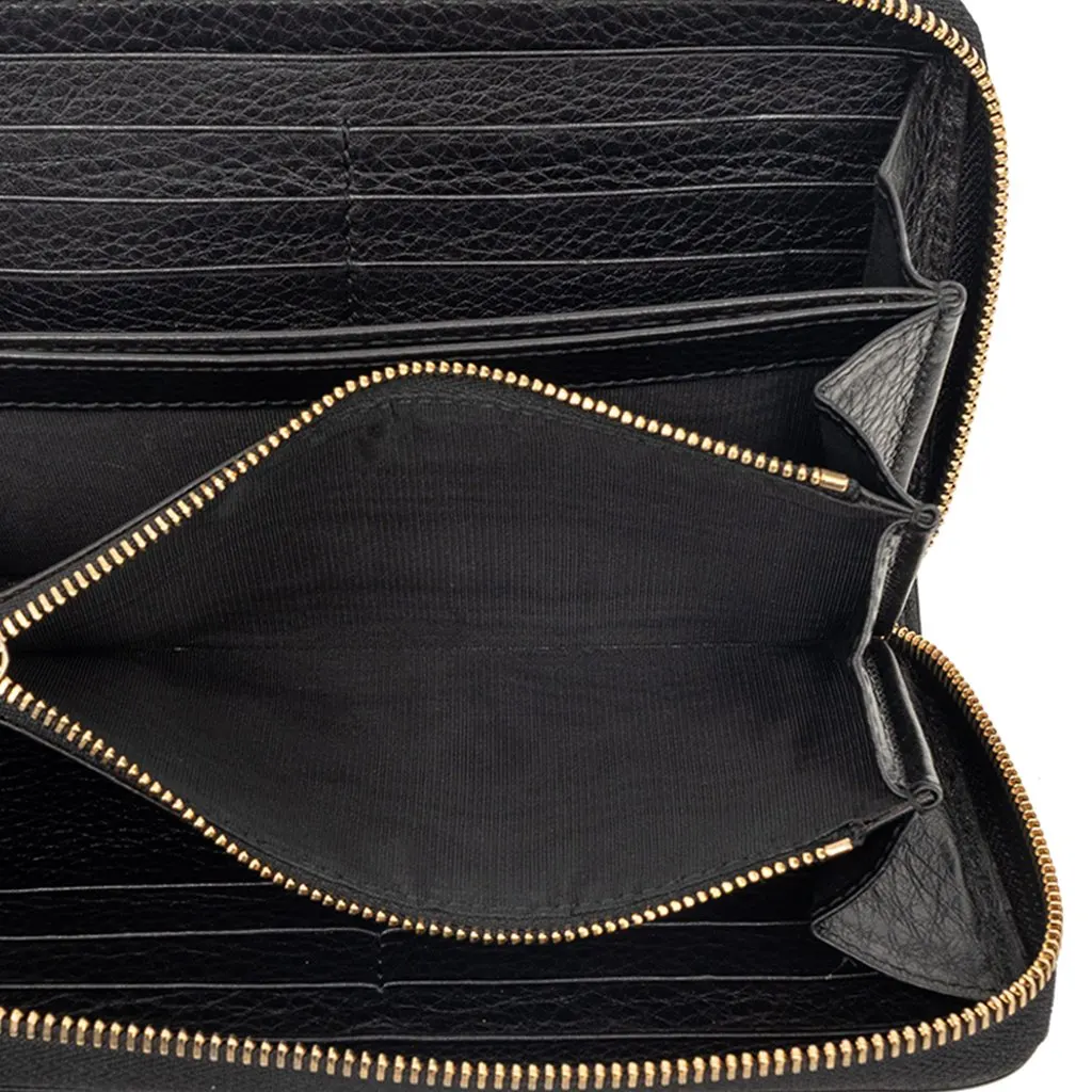 Gucci Calfskin Soho Zip Around Continental Wallet Black Leather Very good - Model View