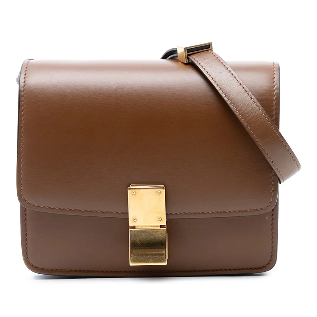Celine Small Calfskin Classic Box Brown Leather Good - Front View