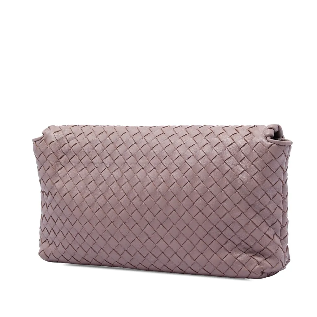 Bottega Veneta Nappa Intrecciato Flap Crossbody Pink Leather Good - Back View