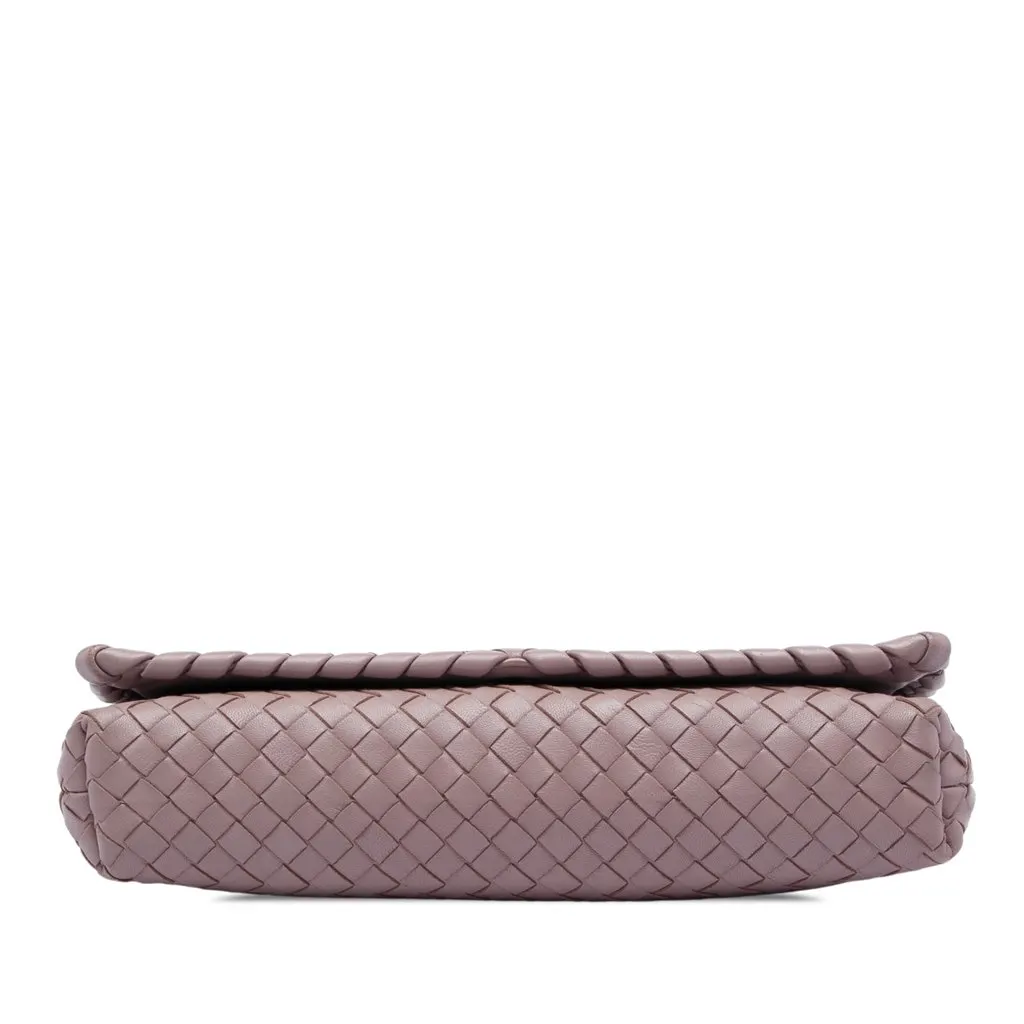 Bottega Veneta Nappa Intrecciato Flap Crossbody Pink Leather Good - Inside View