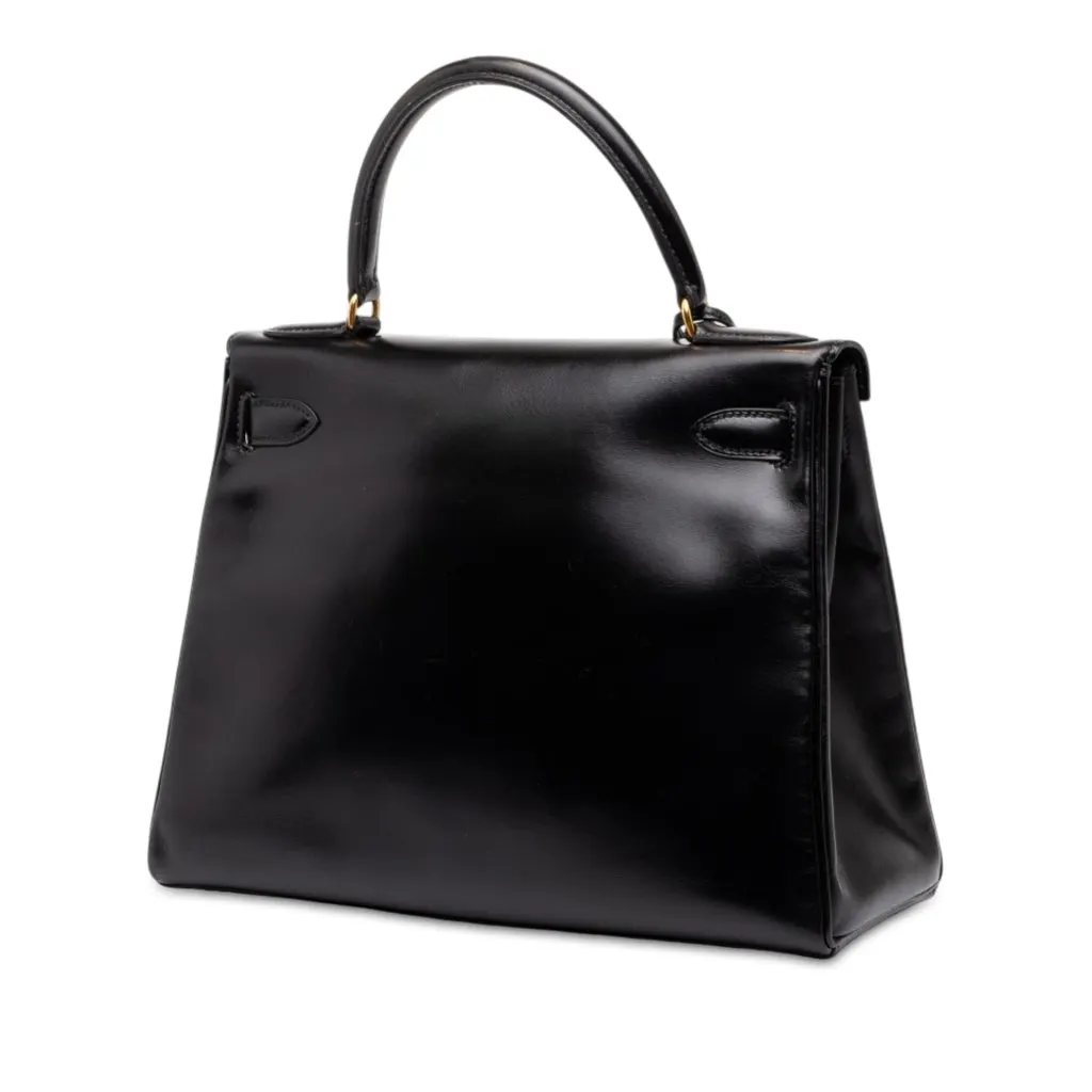 Hermès Box Calf Kelly Retourne 28 Black Leather Good - Back View