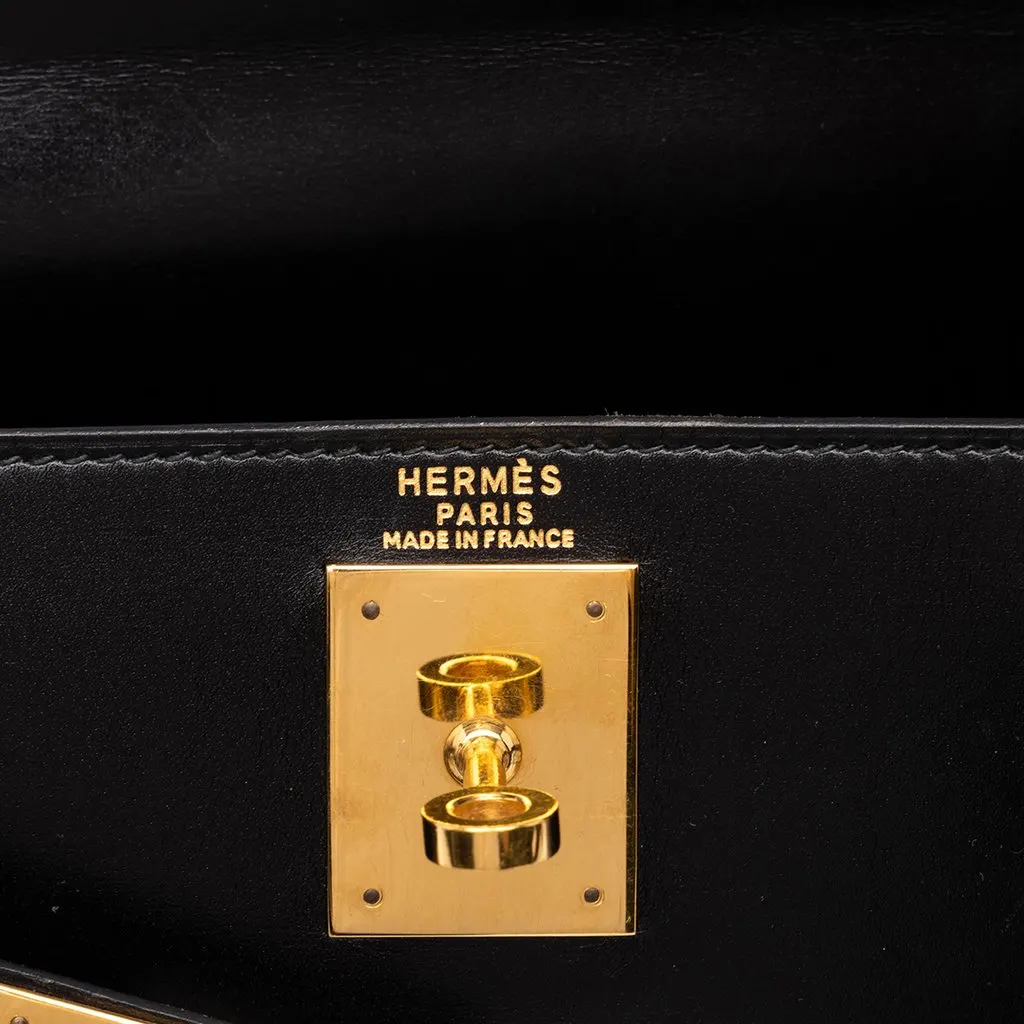 Hermès Box Calf Kelly Retourne 28 Black Leather Good - Box View