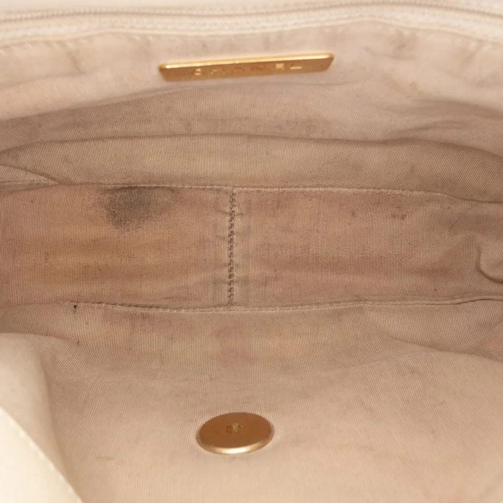 Chanel Medium Lambskin 19 Flap Beige Leather Good - Model View