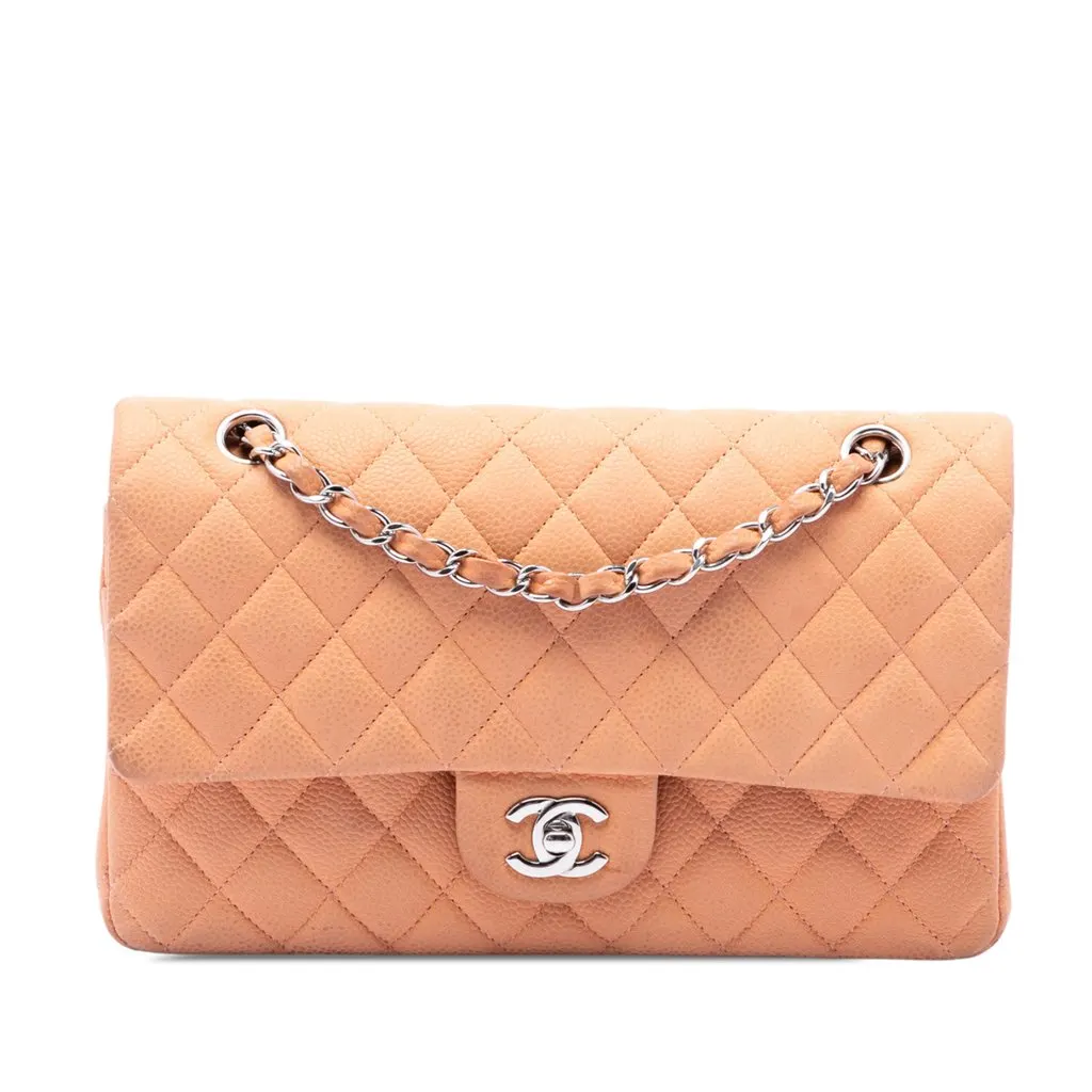 Chanel Medium Classic Caviar Double Flap Orange Leather Very good - Front View