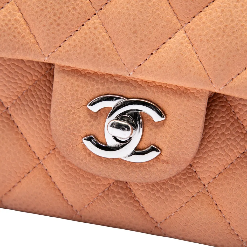 Chanel Medium Classic Caviar Double Flap Orange Leather Very good - Box View