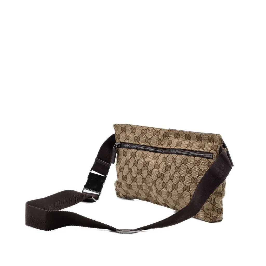 Gucci GG Canvas Double Pocket Belt Bag Beige Canvas Very good - Back View