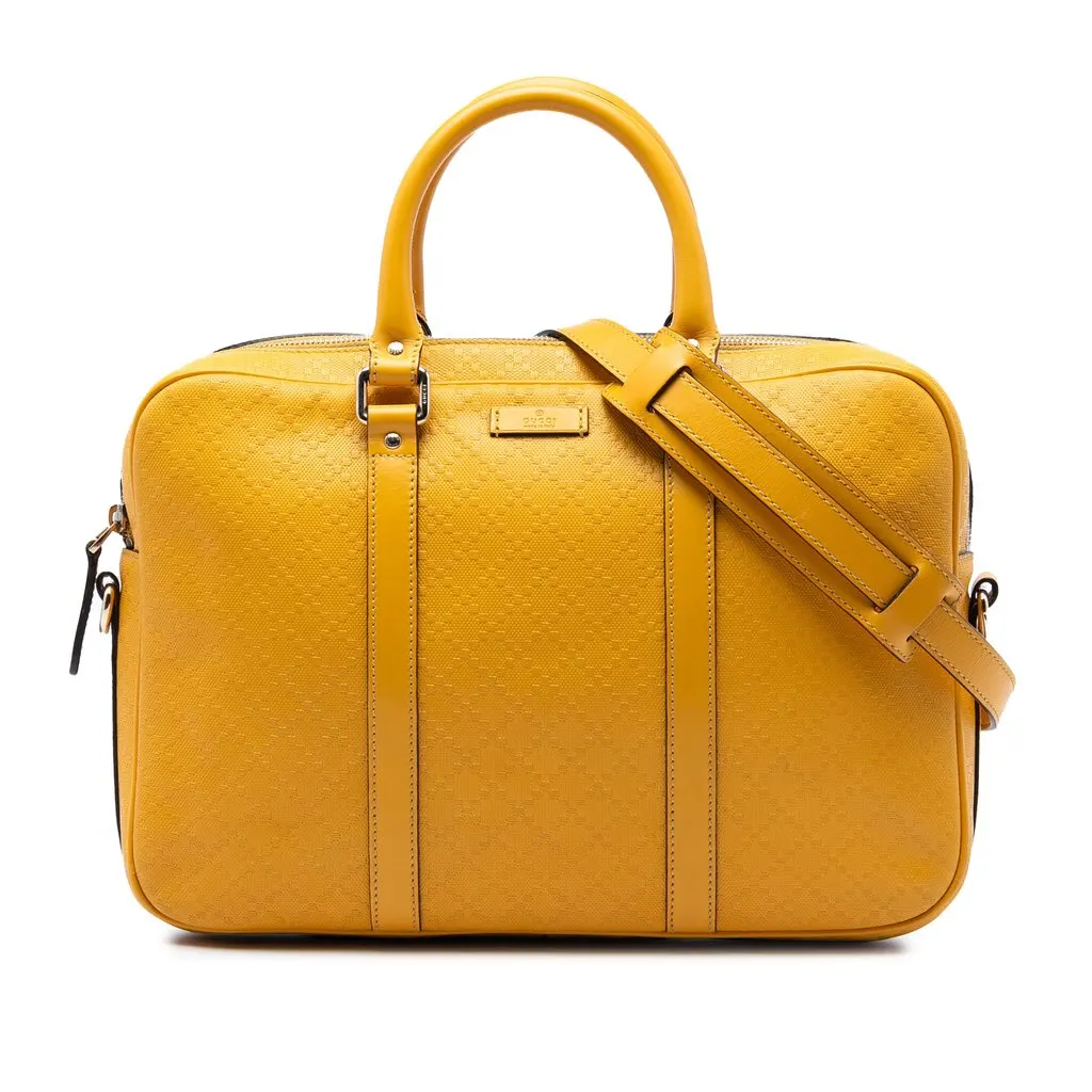 Gucci Medium Diamante Bright Leather Business Bag Yellow Leather Very good - Front View