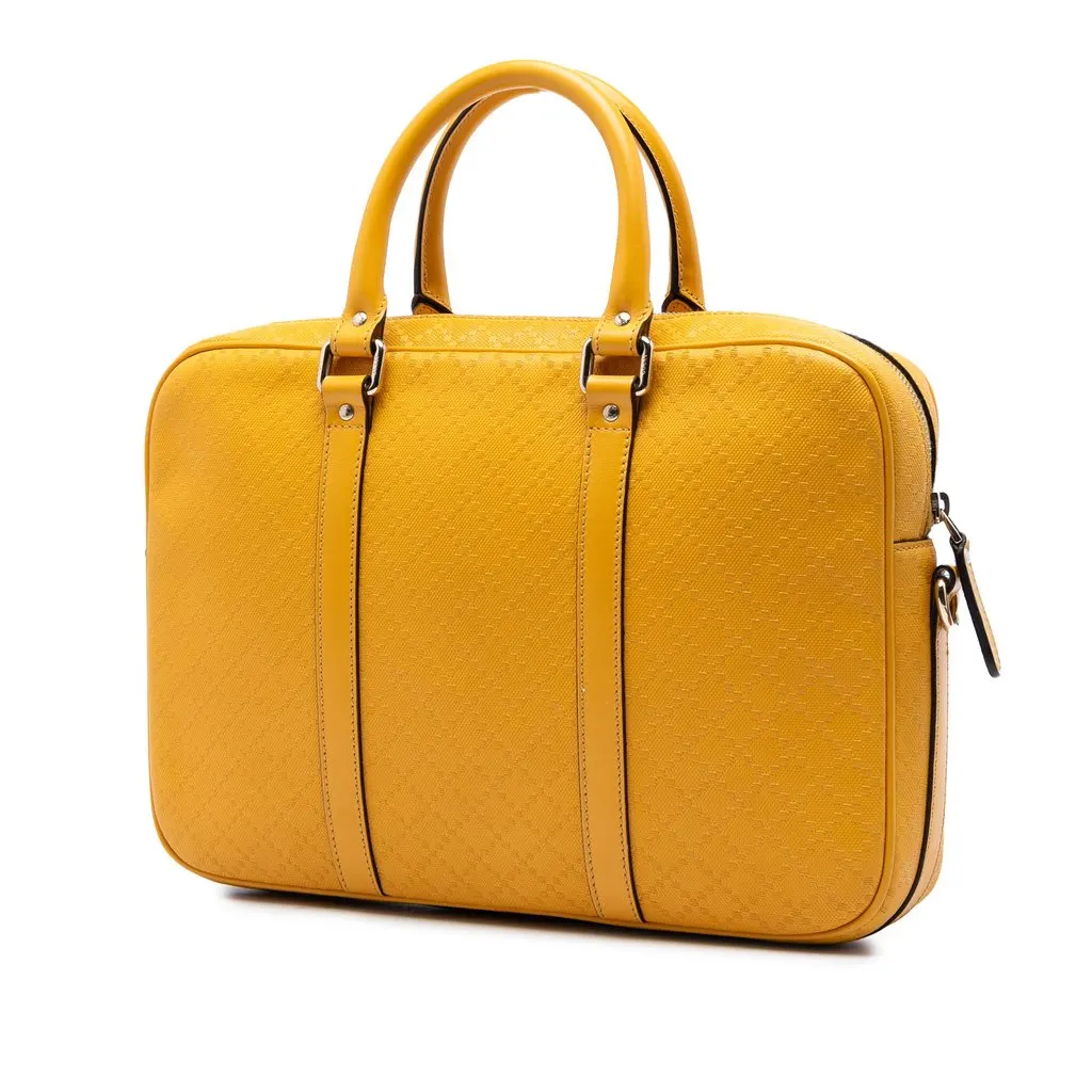 Gucci Medium Diamante Bright Leather Business Bag Yellow Leather Very good - Back View