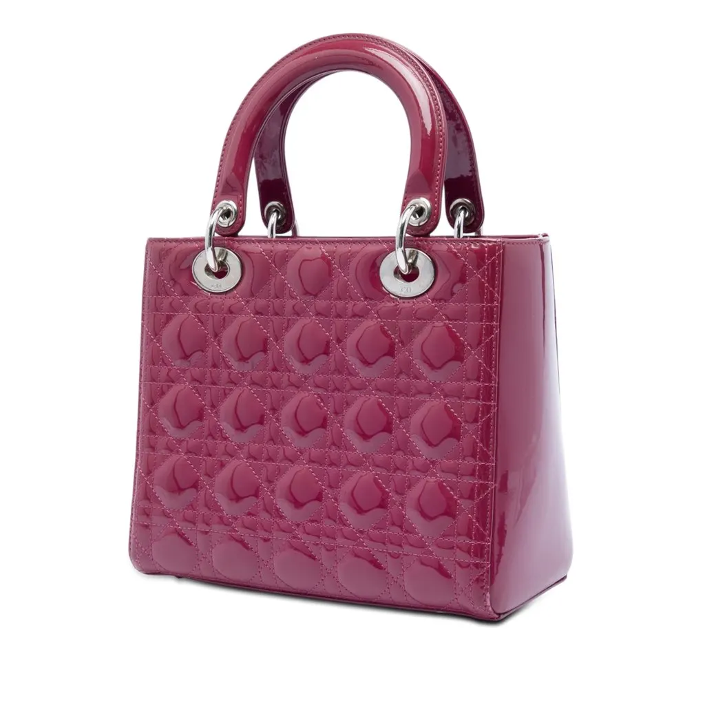 Dior Medium Patent Cannage Lady Dior Pink Leather Very good - Back View