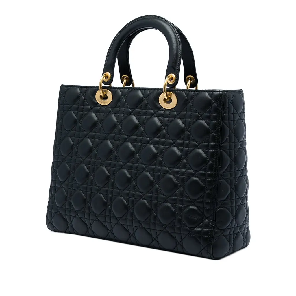 Dior Large Lambskin Cannage Lady Dior Black Leather Very good - Back View