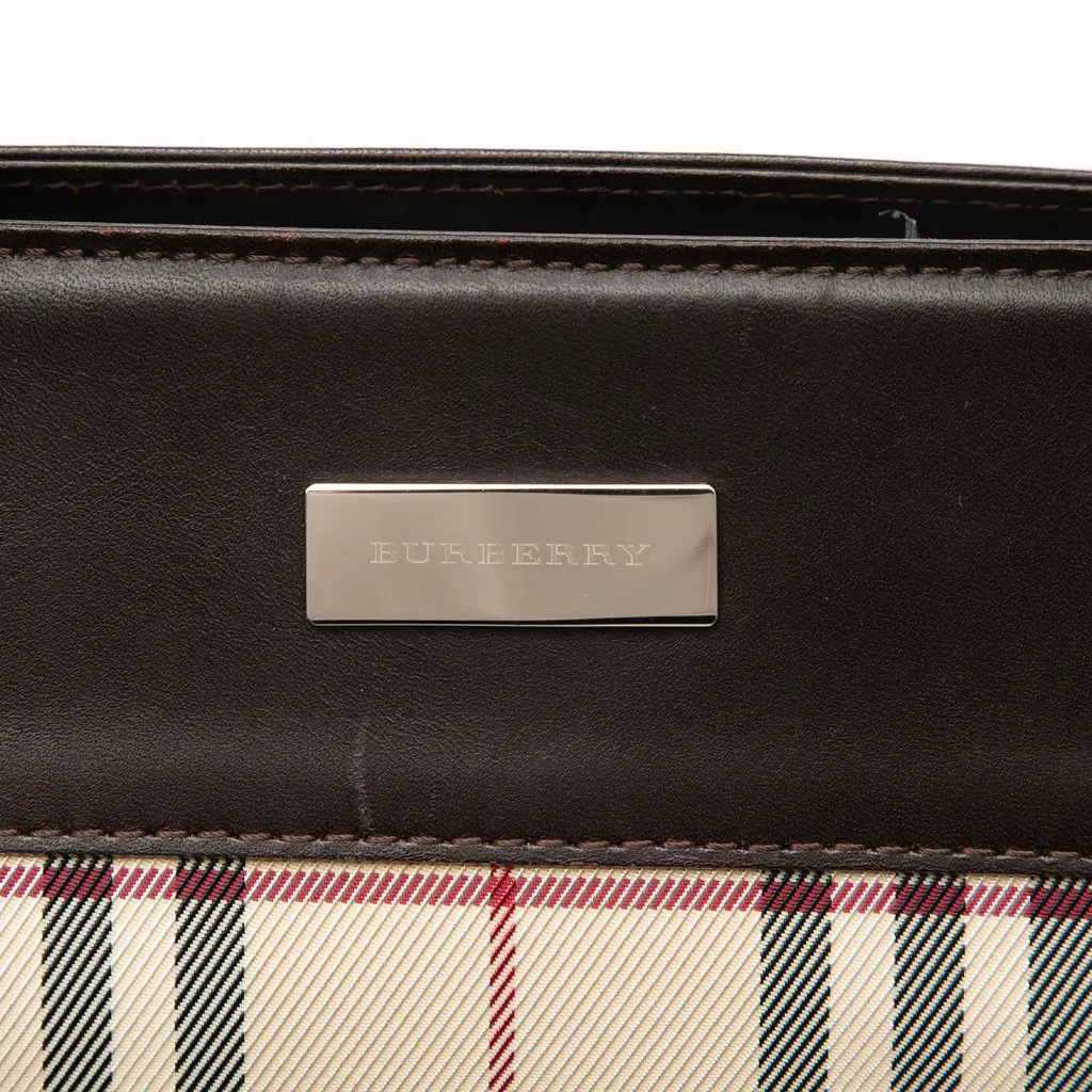 Burberry House Check Canvas Convertible Tote Beige Canvas Very good - Box View