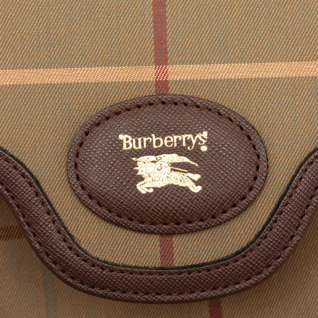 Burberry Vintage Check Canvas Flap Shoulder Bag Brown Very good - Box View