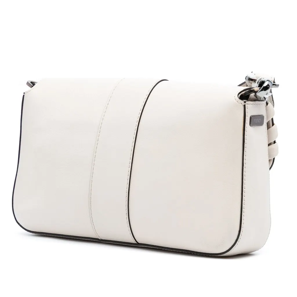 Fendi Whipstitch Leather Baguette Crossbody White Leather Very good - Back View