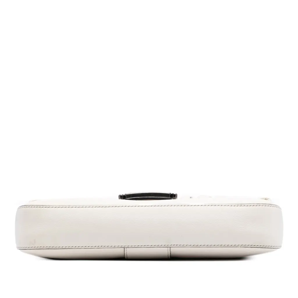 Fendi Whipstitch Leather Baguette Crossbody White Leather Very good - Inside View