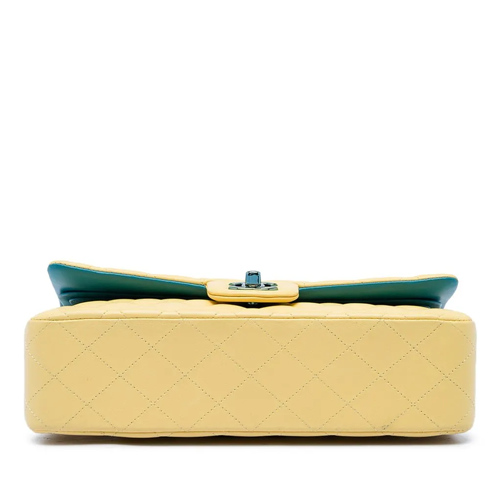 Chanel Medium Classic Lambskin Double Flap Yellow Leather Very good - Inside View