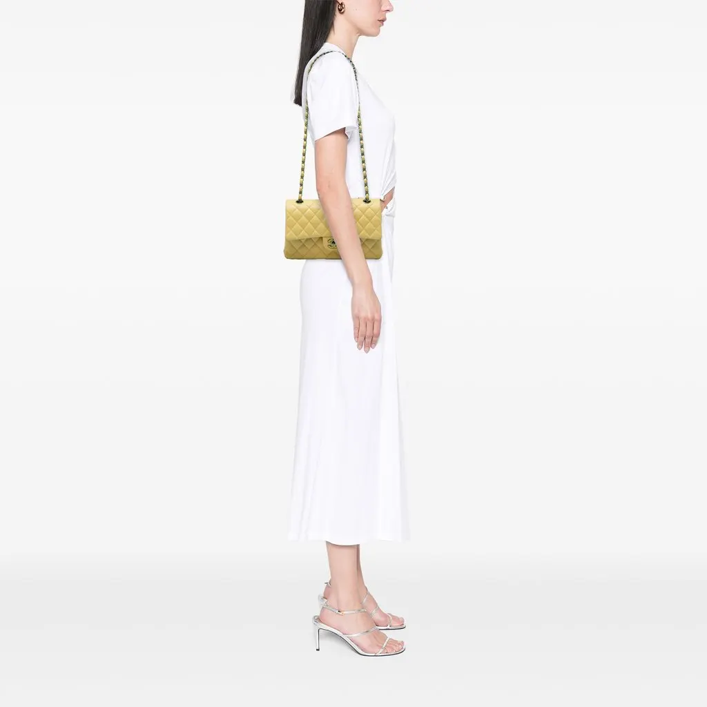 Chanel Medium Classic Lambskin Double Flap Yellow Leather Very good - Box View