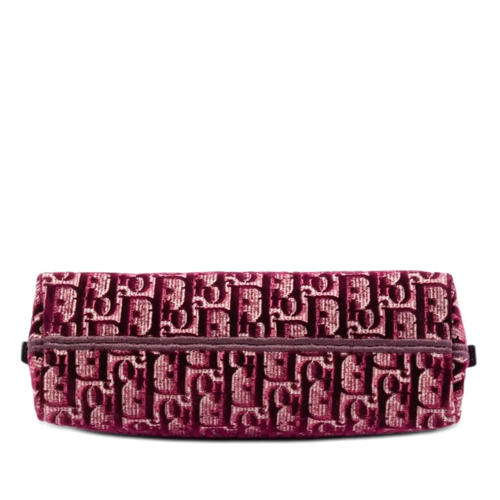 Dior Oblique Embroidered Velvet Cosmetic Pouch Red Velvet Very good - Inside View