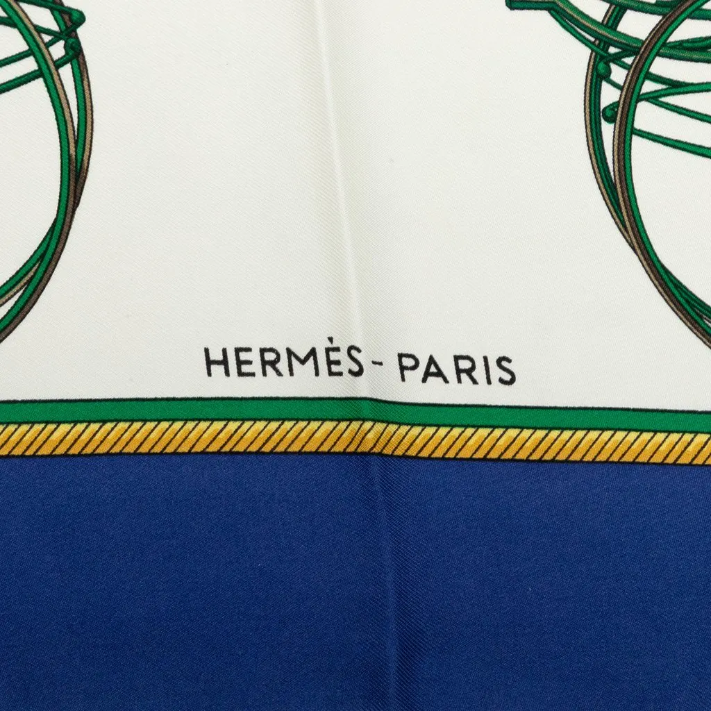 Hermès Les Voitures a Transformation Silk Scarf 90 White Silk Good - Back View