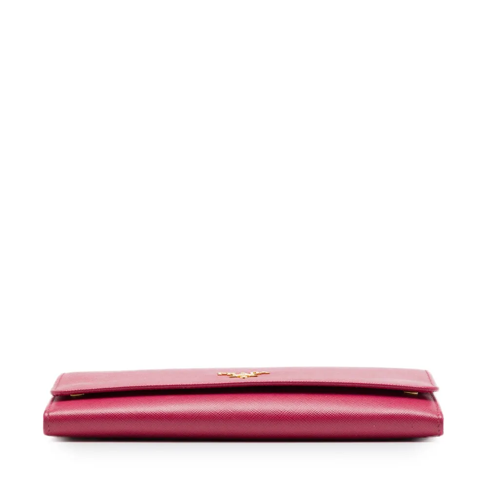 Prada Saffiano Wallet On Chain Pink Leather Very good - Inside View