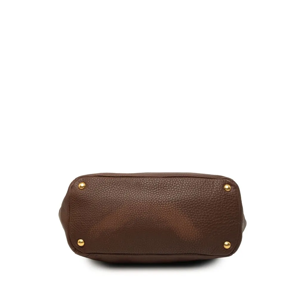 Prada Vitello Daino Side Pocket Convertible Tote Brown Leather Very good - Inside View