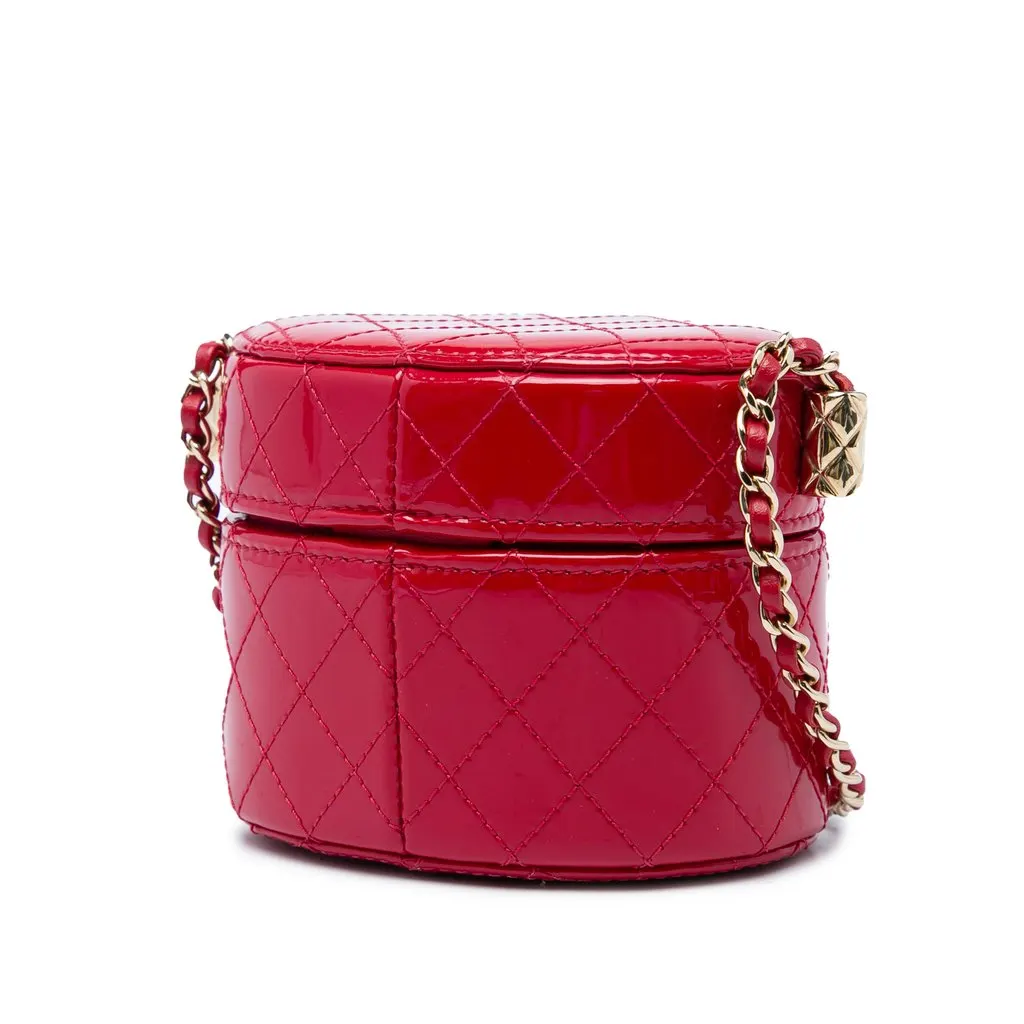 Chanel Mini Quilted Patent CC Allure Vanity Case Red Leather Good - Back View