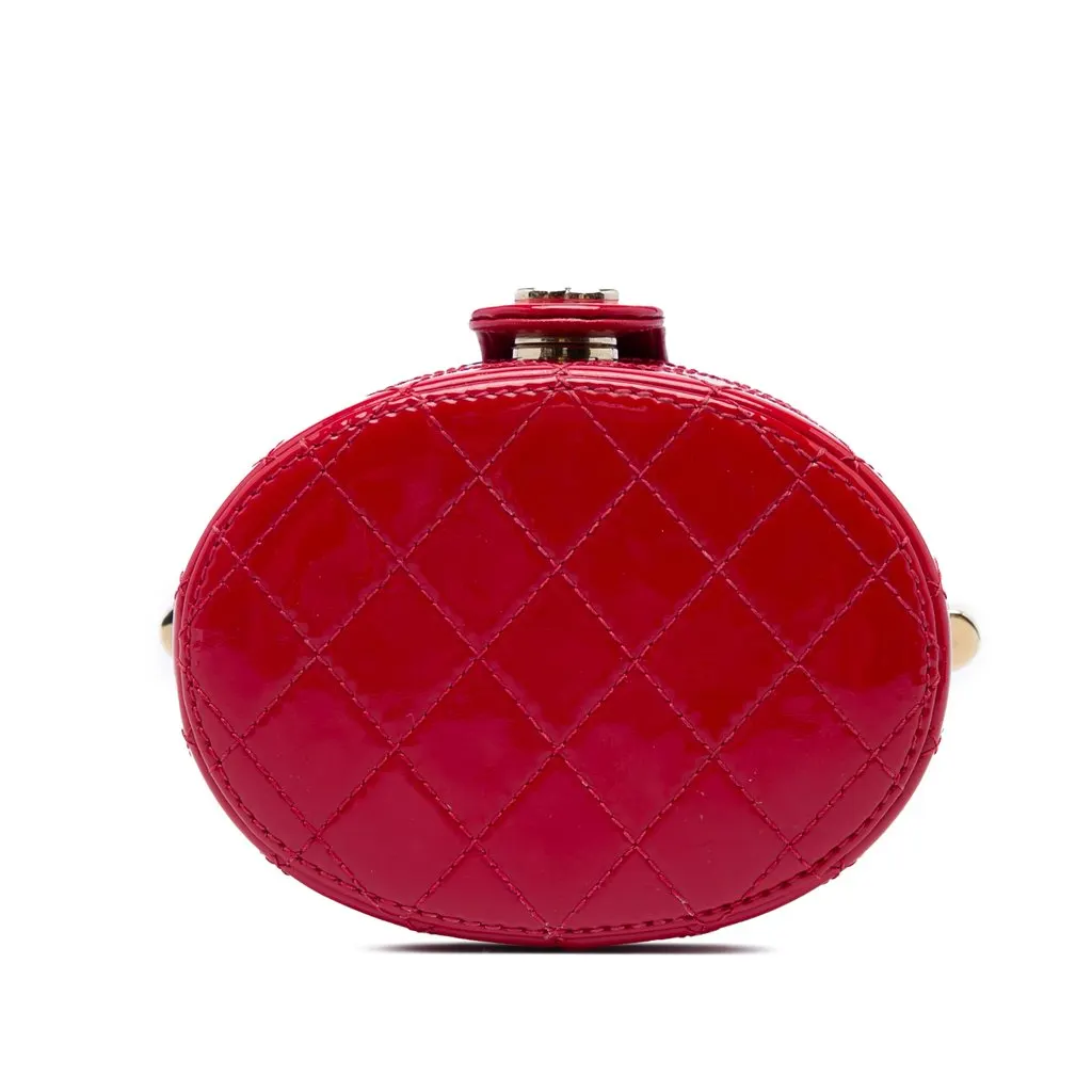Chanel Mini Quilted Patent CC Allure Vanity Case Red Leather Good - Inside View