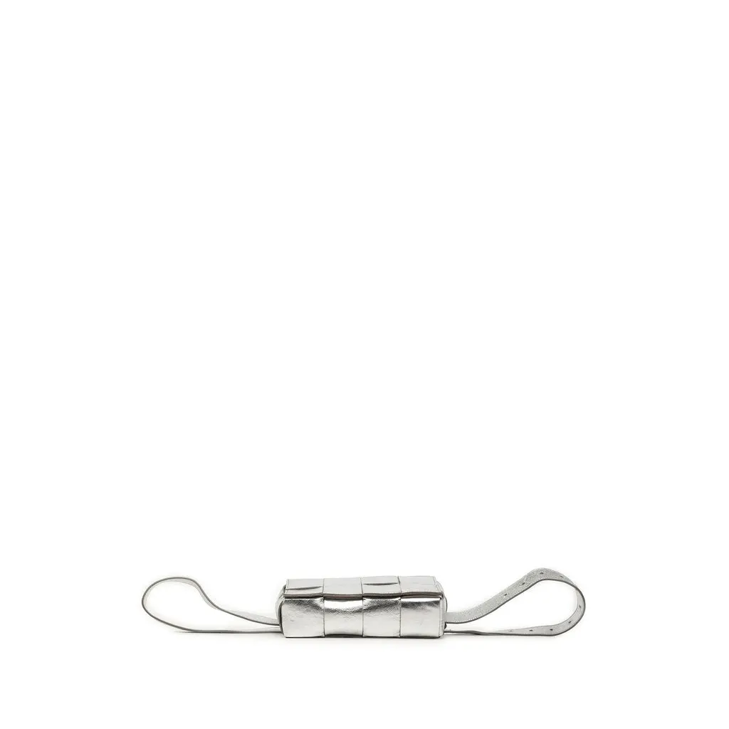 Bottega Veneta Mini Paper Calfskin Intrecciato Cassette Belt Bag Silver Leather Very good - Inside View
