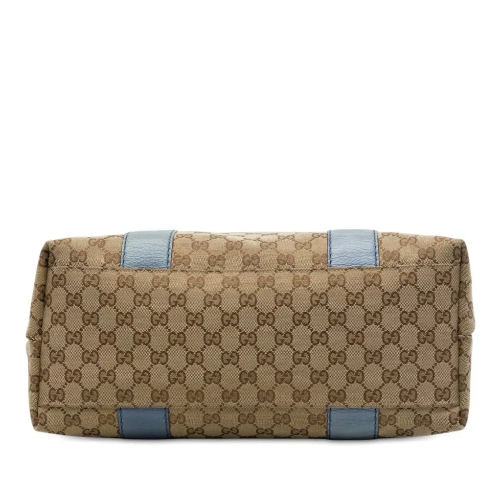 Gucci Medium GG Canvas Bamboo Libeccio Tote Beige Canvas Good - Inside View