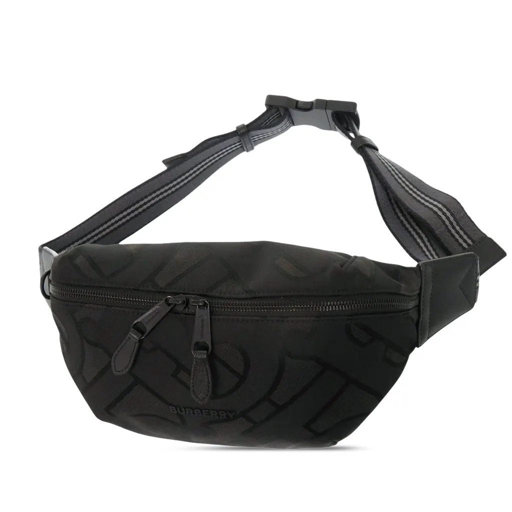 Burberry TB Monogram Nylon Sonny Belt Bag Black Very good - Front View