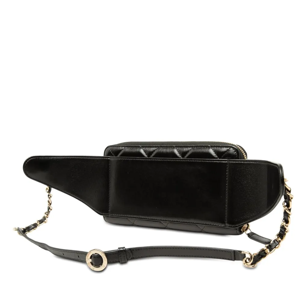 Chanel CC Quilted Lambskin Waist Chain Wallet Black Leather Very good - Back View