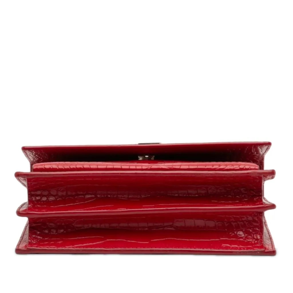 Saint Laurent Medium Croc Embossed Leather Monogram Sunset Crossbody Red Leather Very good - Inside View
