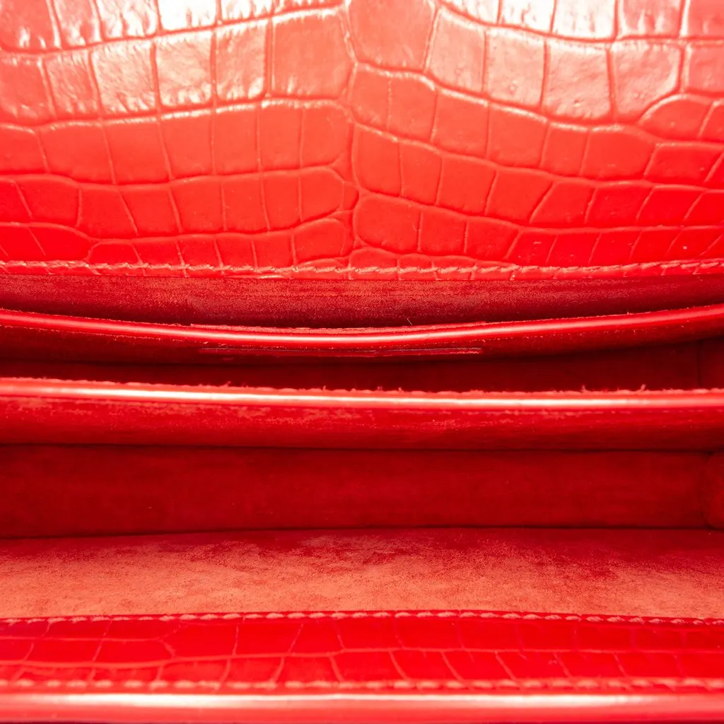 Saint Laurent Medium Croc Embossed Leather Monogram Sunset Crossbody Red Leather Very good - Model View