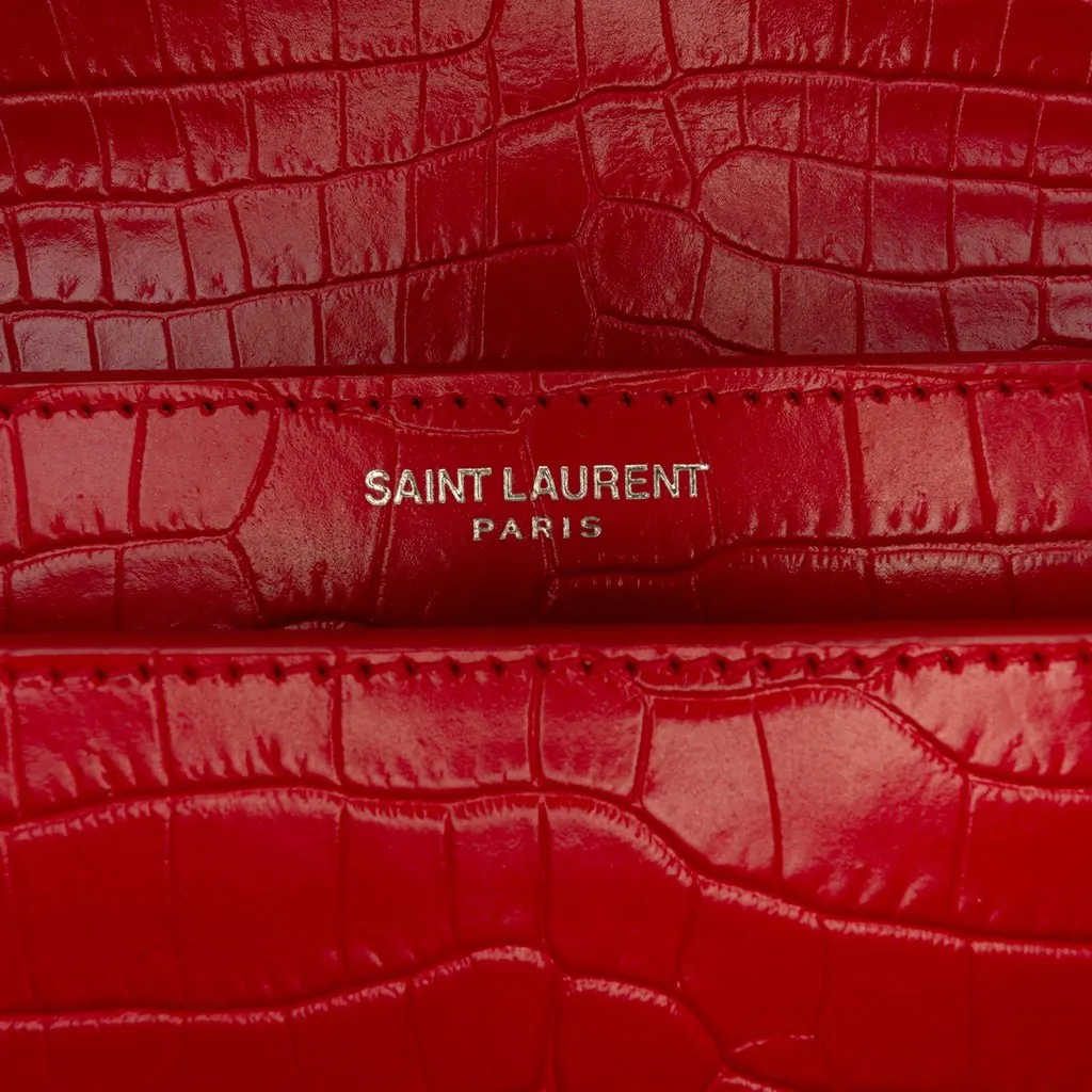 Saint Laurent Medium Croc Embossed Leather Monogram Sunset Crossbody Red Leather Very good - Box View