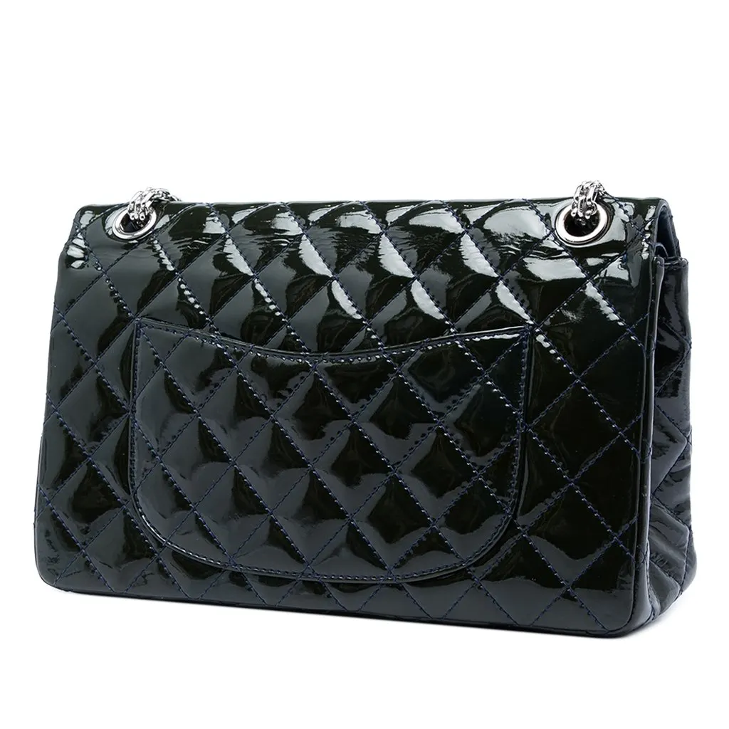 Chanel Quilted Patent Reissue 2.55 Double Flap 226 Blue Leather Very good - Back View
