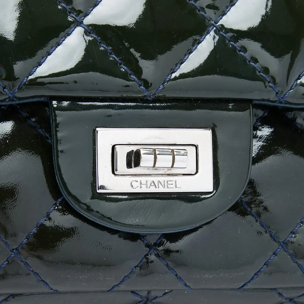 Chanel Quilted Patent Reissue 2.55 Double Flap 226 Blue Leather Very good - Box View
