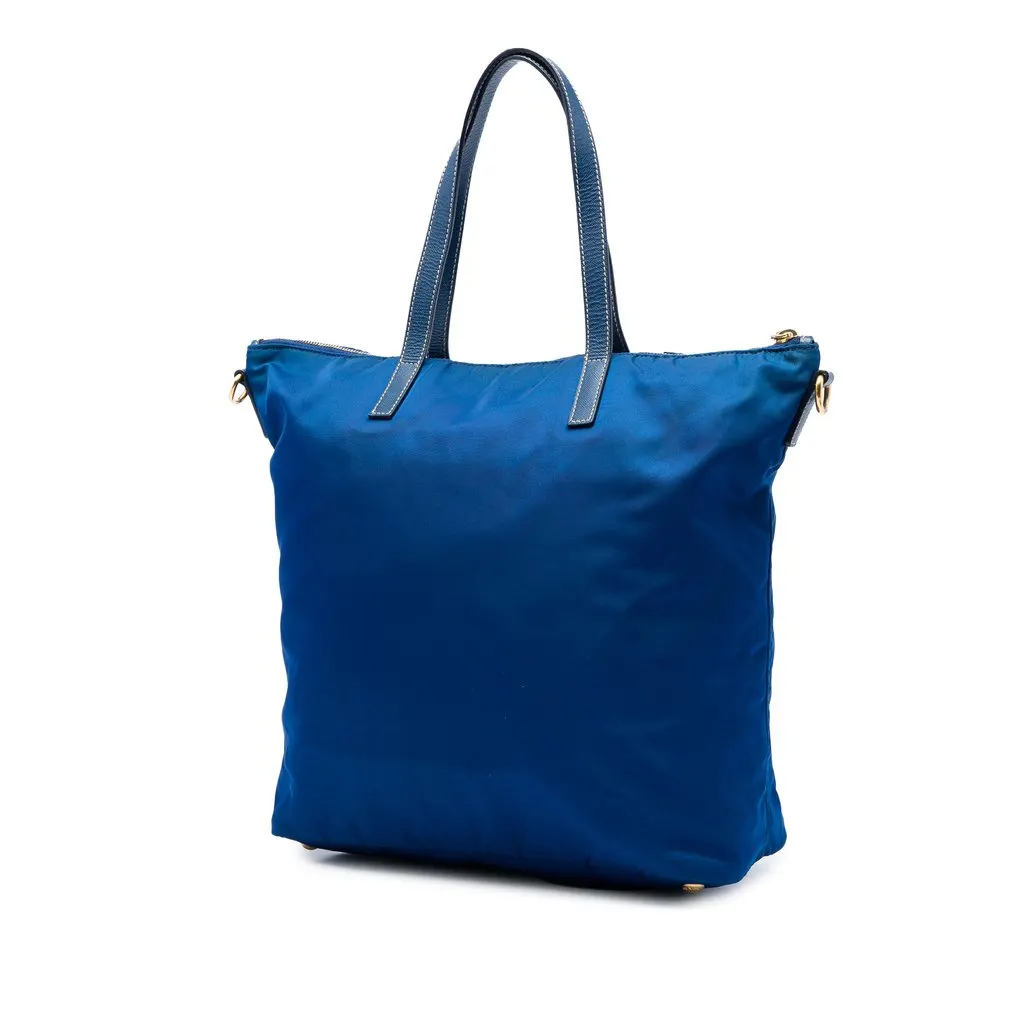 Prada Tessuto Zip Top Convertible Tote Blue Polyamide Very good - Back View