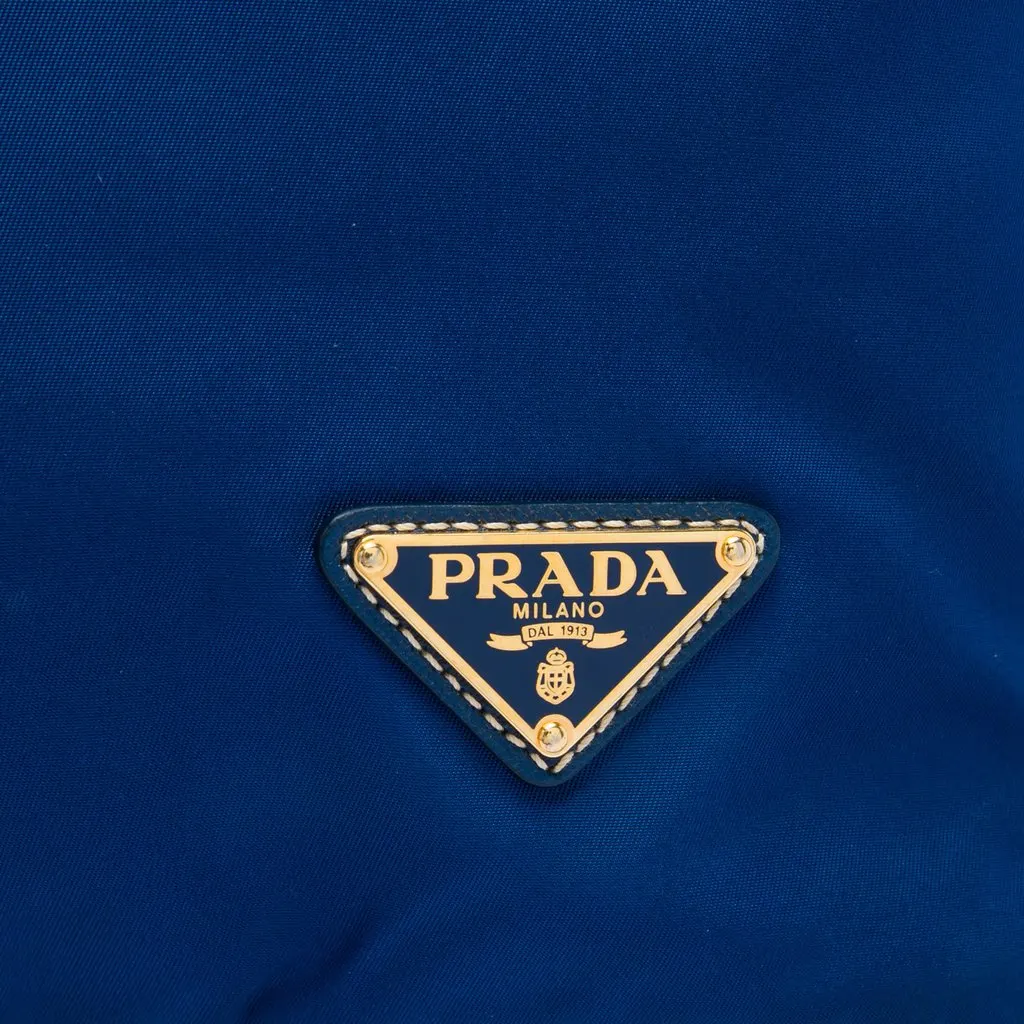 Prada Tessuto Zip Top Convertible Tote Blue Polyamide Very good - Box View