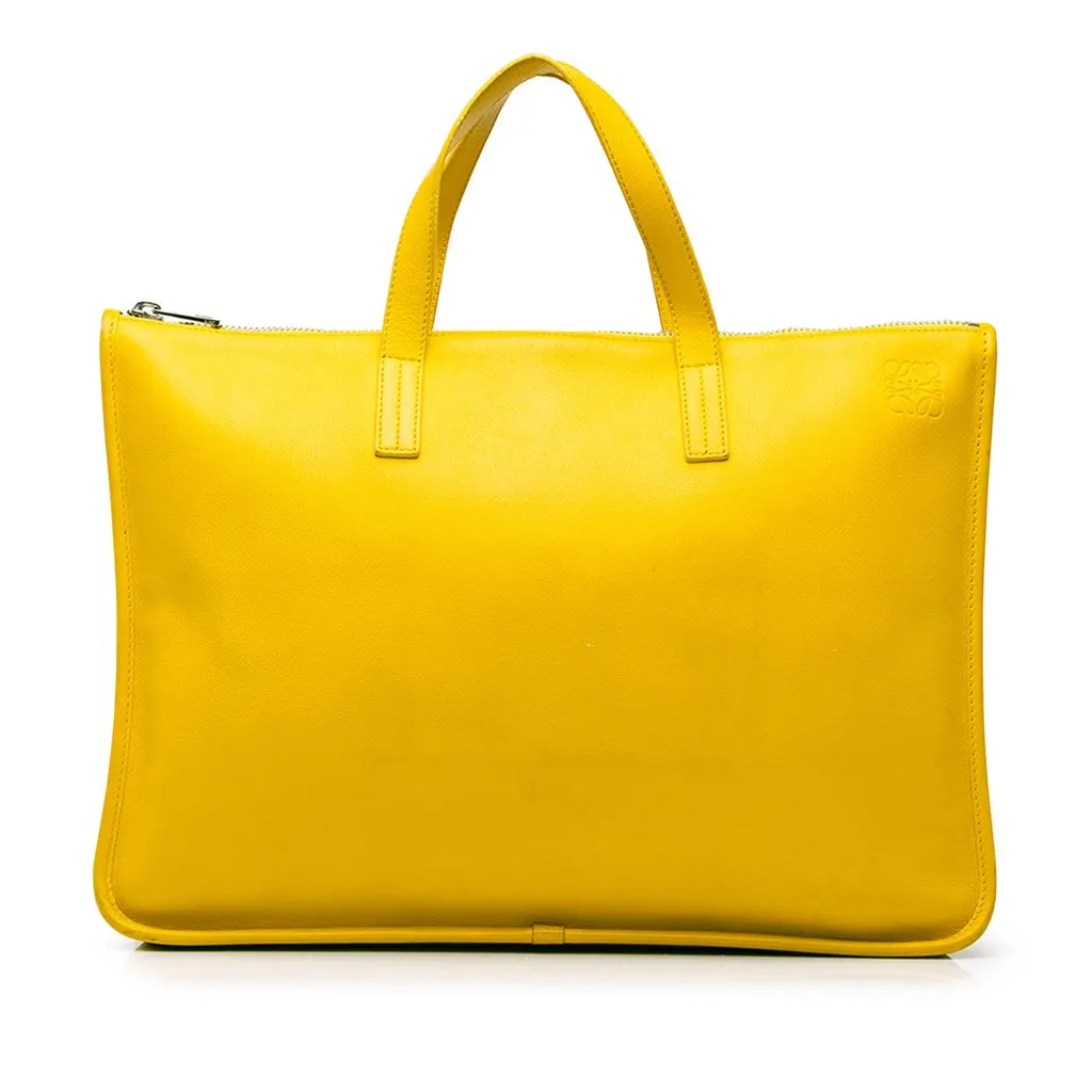 Loewe Leather Anagram Toledo Briefcase Yellow Leather Good - Front View