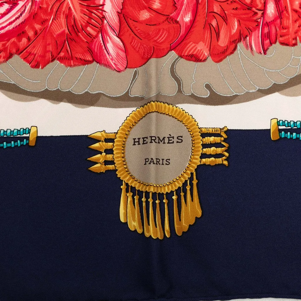 Hermès Mexique Silk Scarf 90 Blue Very good - Model View