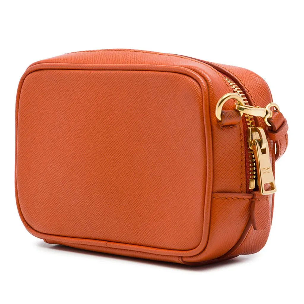 Prada Saffiano Camera Bag Orange Leather Very good - Back View