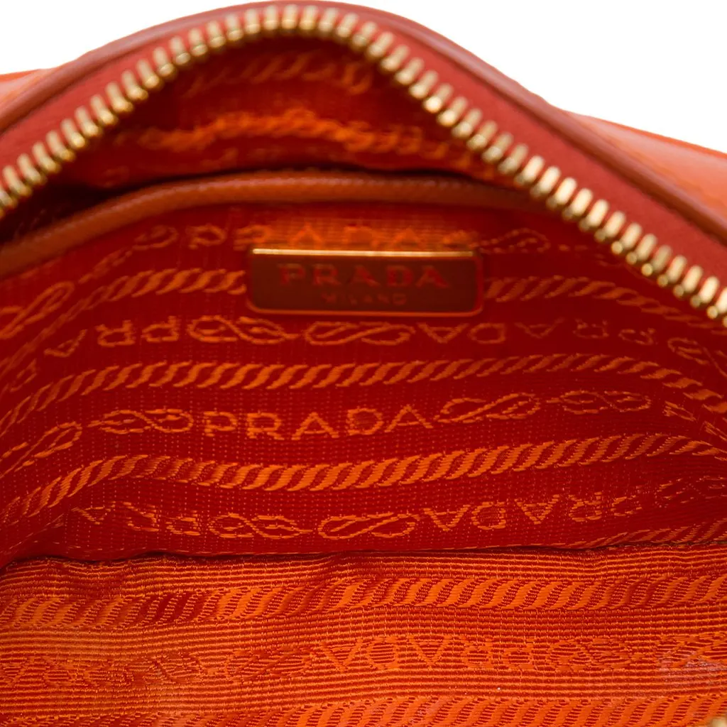 Prada Saffiano Camera Bag Orange Leather Very good - Model View