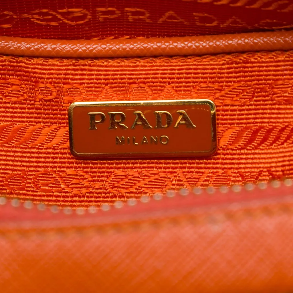 Prada Saffiano Camera Bag Orange Leather Very good - Box View